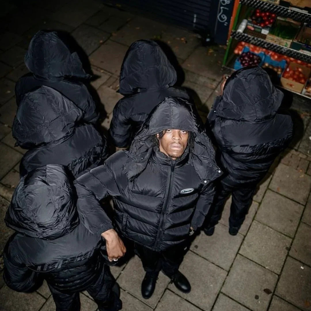 Trapstar Hyperdrive Detachable Hooded Puffer Jacket - Black/Lime