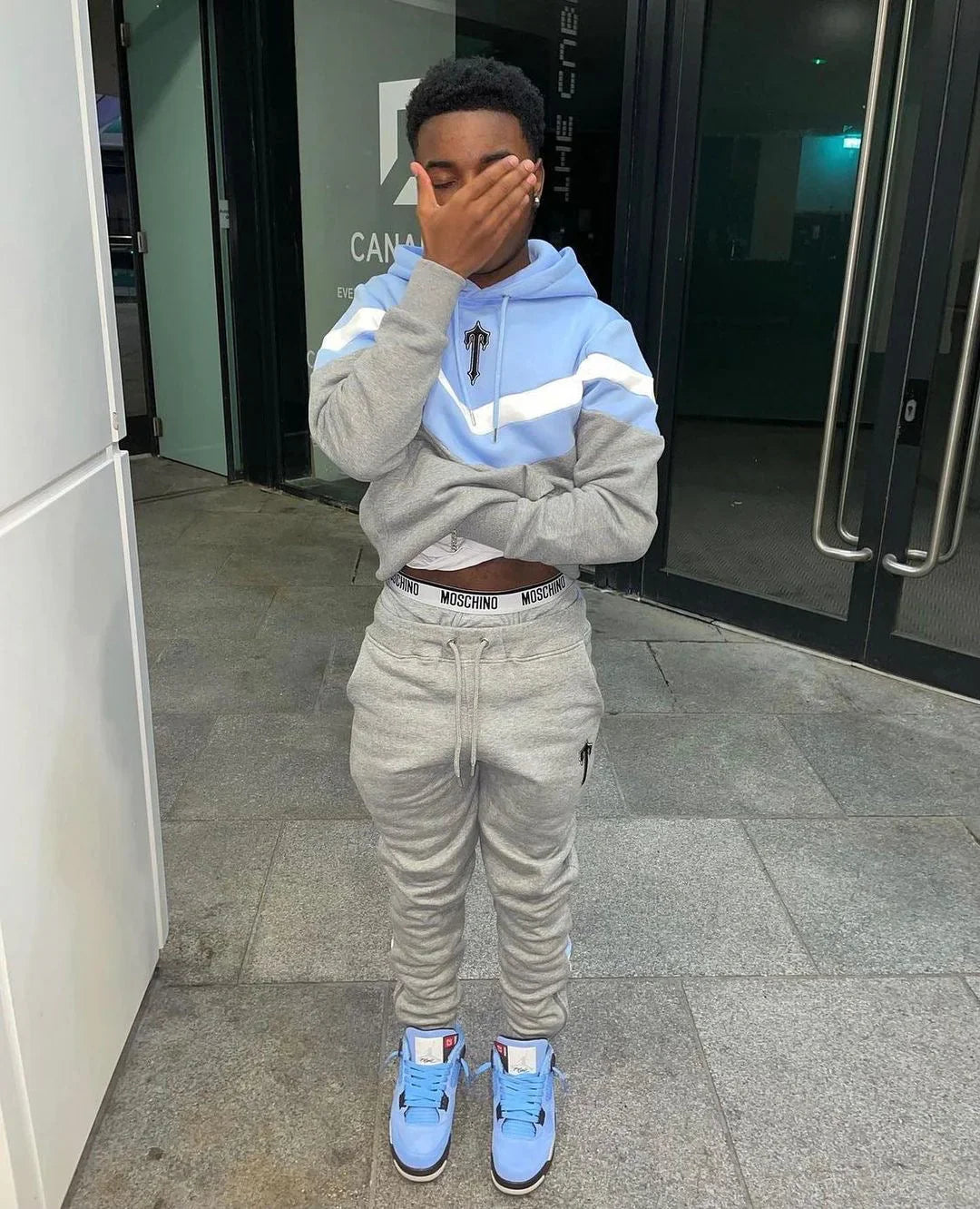 Trapstar V-Stripe Tracksuit - Grey/Sky Blue