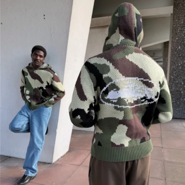CORTEIZ Alcatraz Heavy Knit Zip Hoodie - Camo