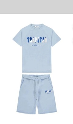 Trapstar Chenille Decoded Short Set - Citadel/White