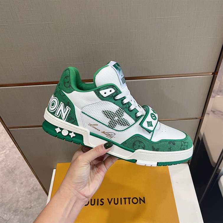 LV Trainer Sneakers - White/Green