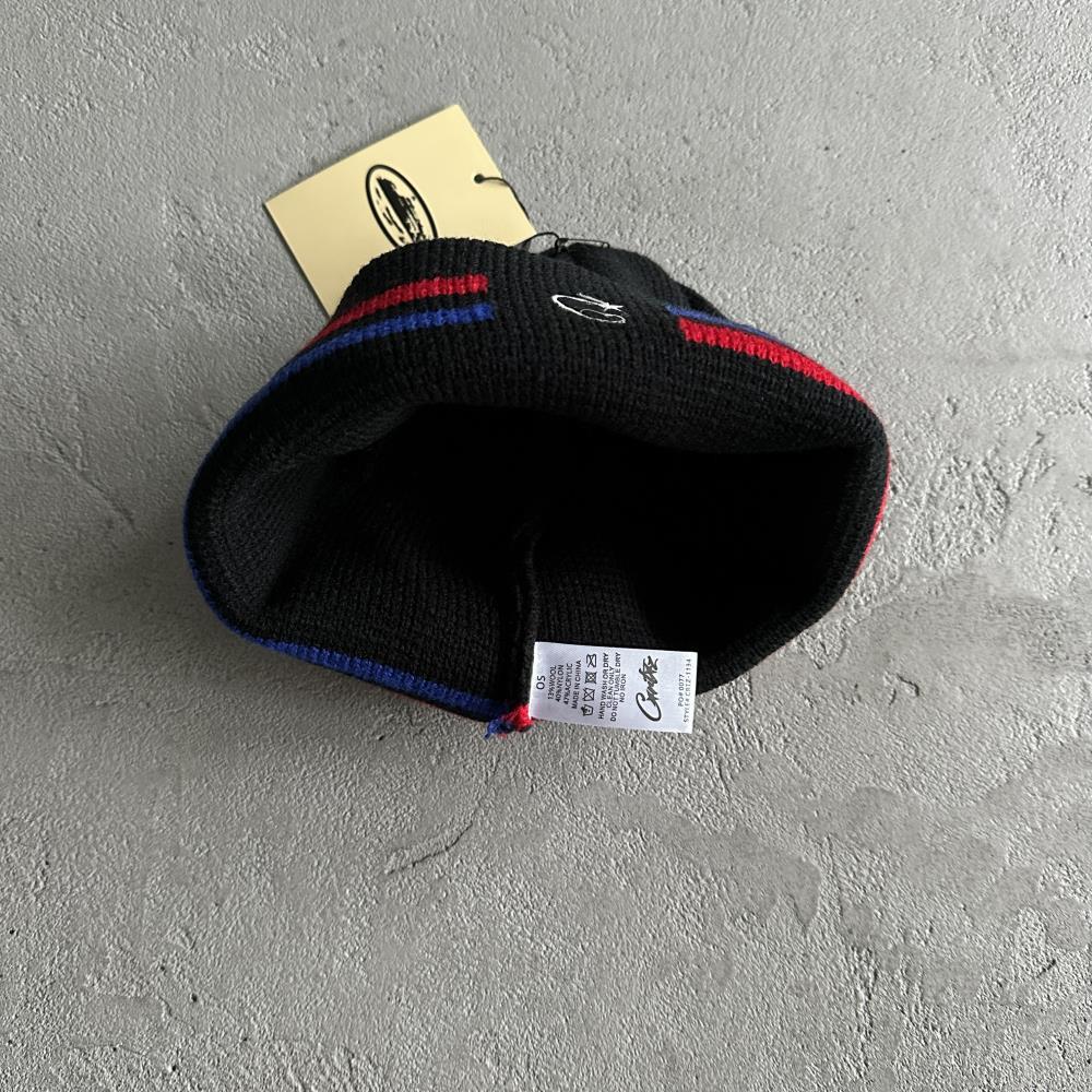 CORTEIZ Knit Stripe Beanie - Black/Blue/Red