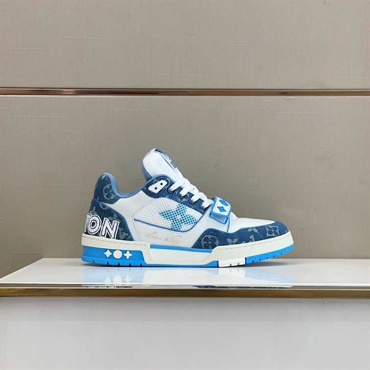 LV Trainer Sneakers - White/Blue