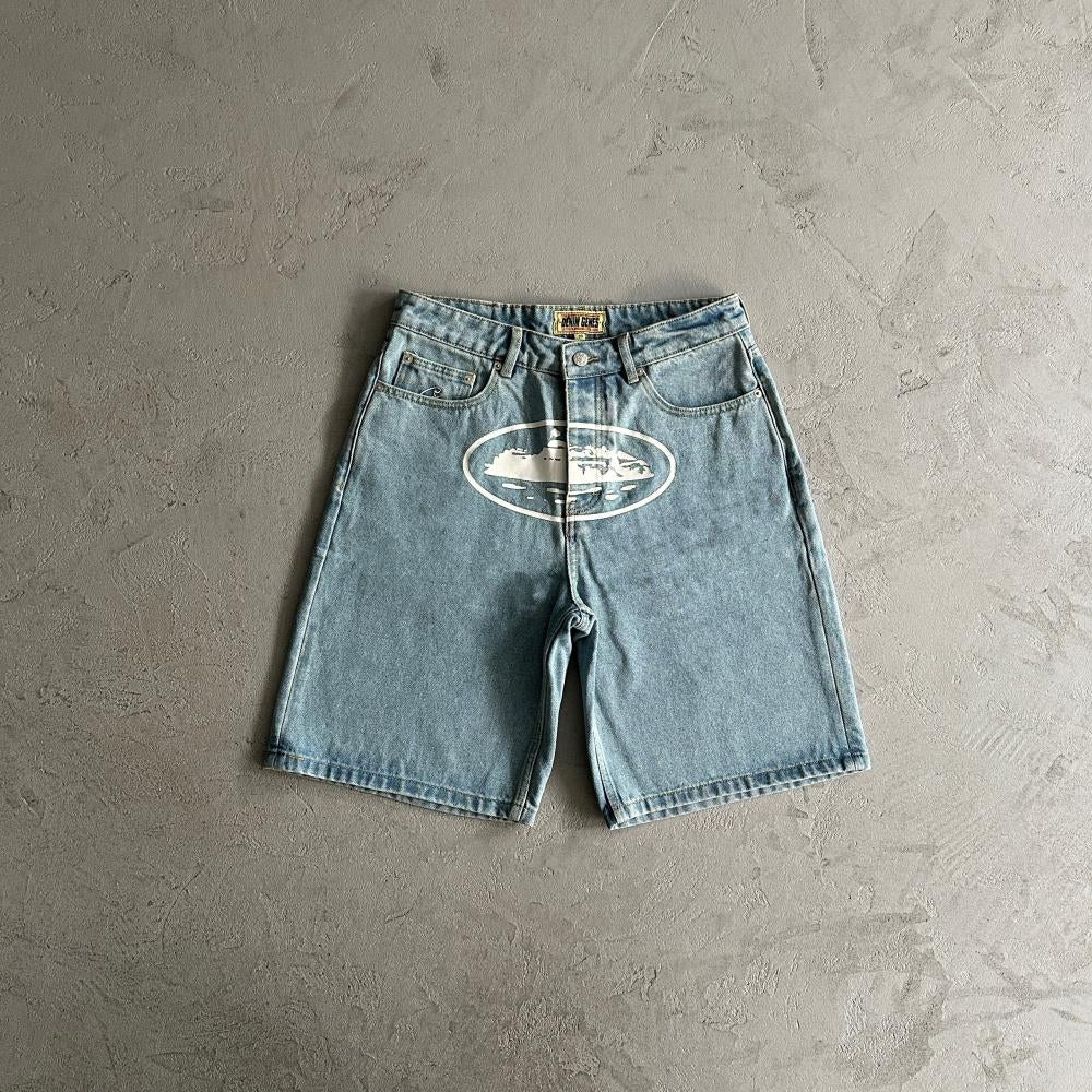 CORTEIZ Island Baggy Jean Shorts - Light Blue