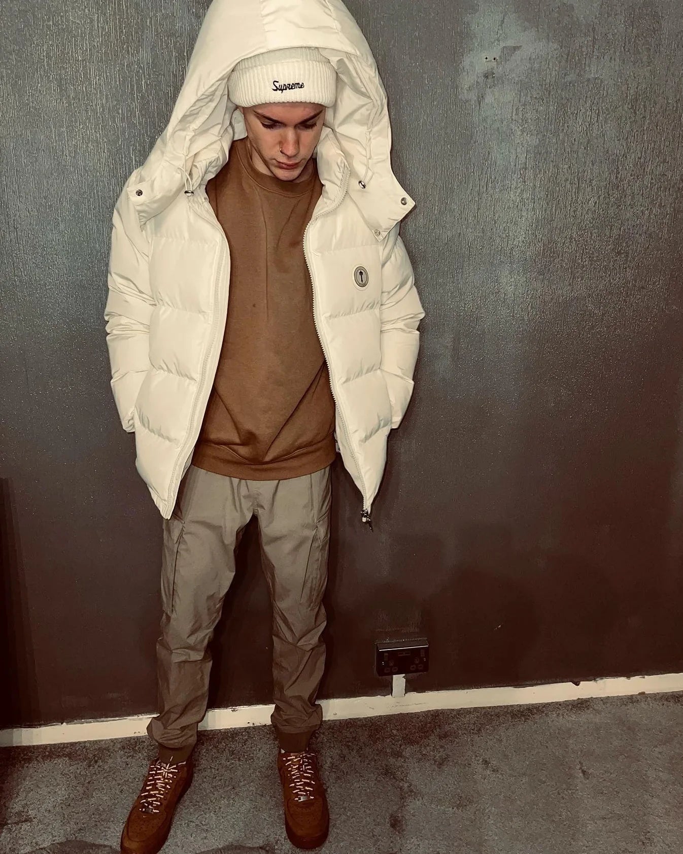 Trapstar Detachable Hooded Puffer Jacket - Cream
