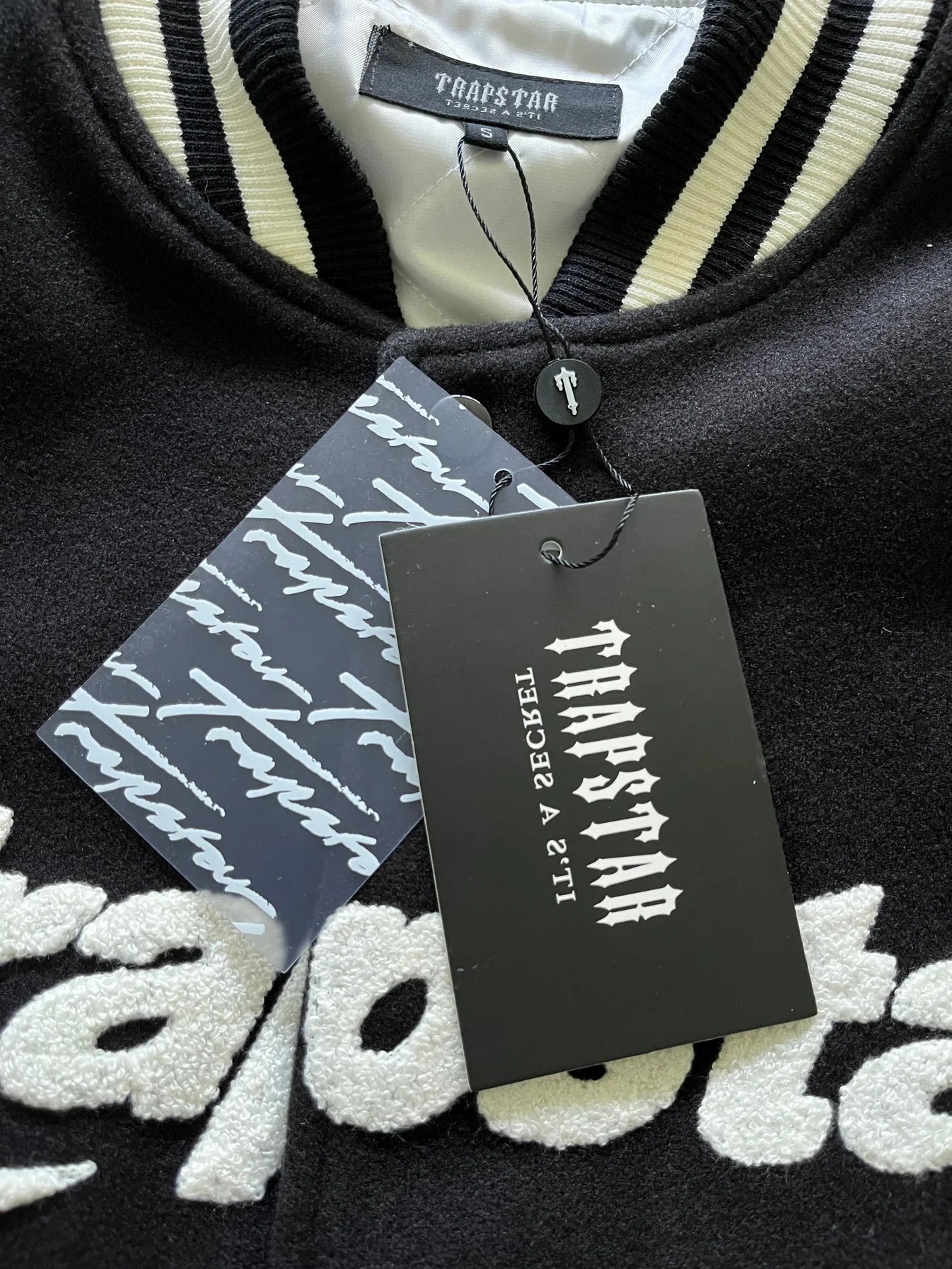 Trapstar Hyperdrive Chenille Varsity Jacket - Black/White