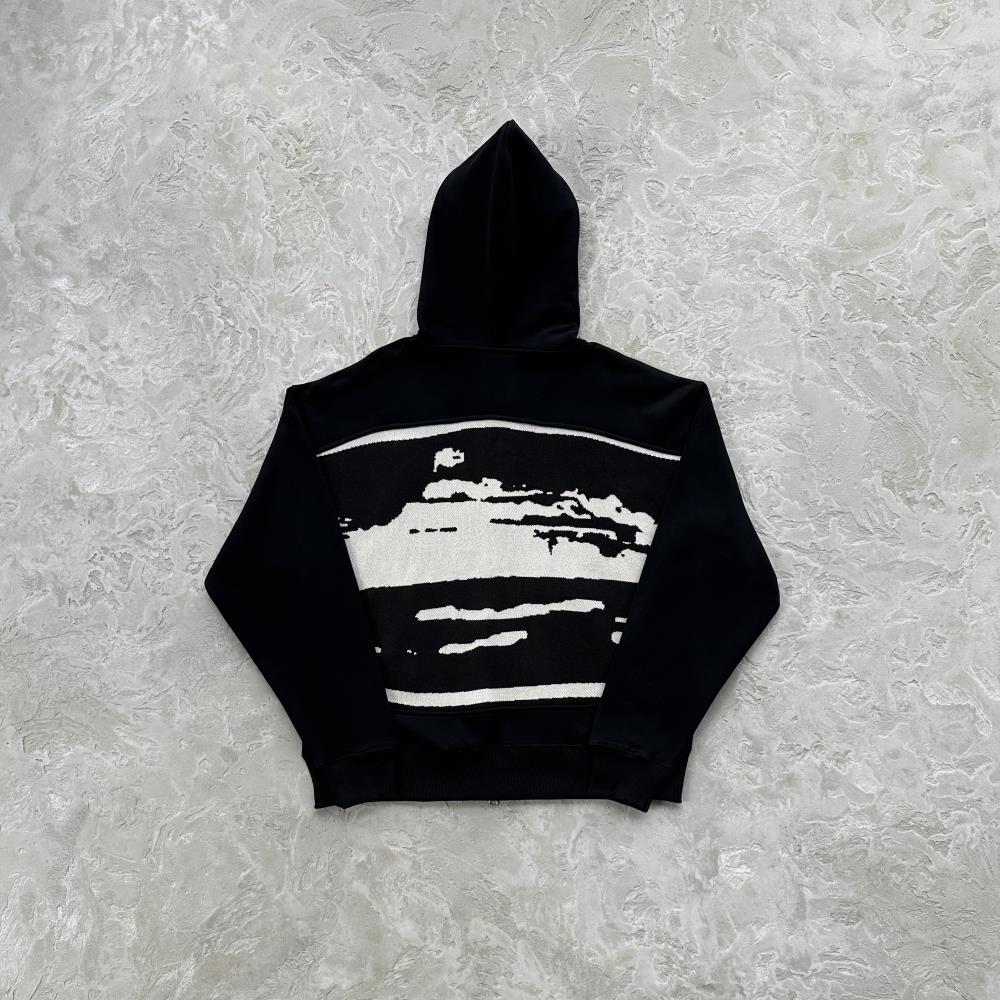 CORTEIZ Hybrid Jacquard Knit Alcatraz Hoodie - Black