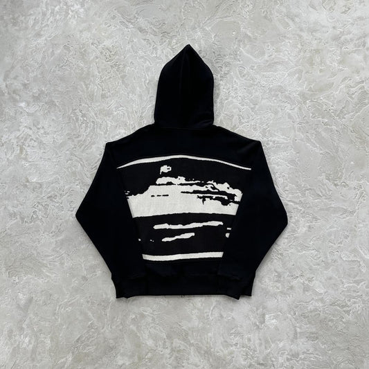CORTEIZ Hybrid Jacquard Knit Alcatraz Hoodie - Black