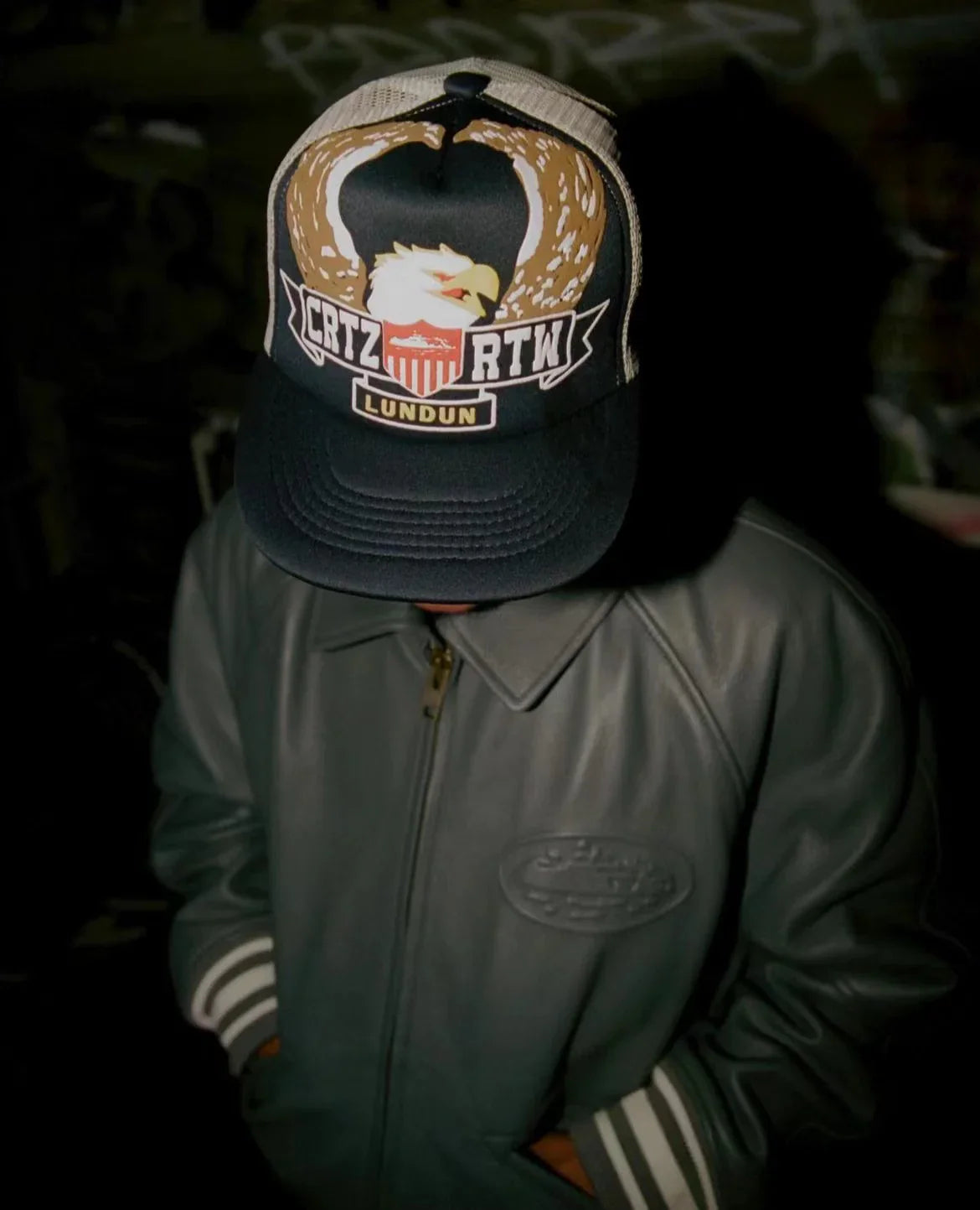 CORTEIZ Eagle Trucker Cap - Black/Beige