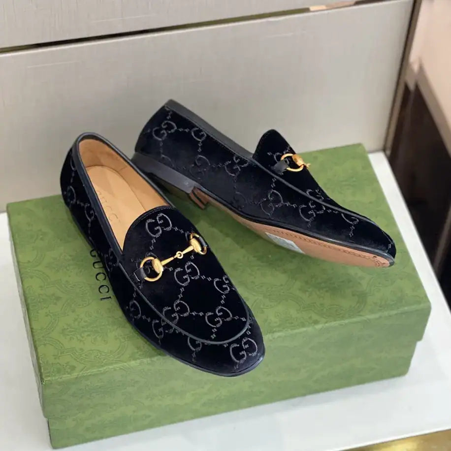 Gucci Jordaan GG Velvet Loafer - Black