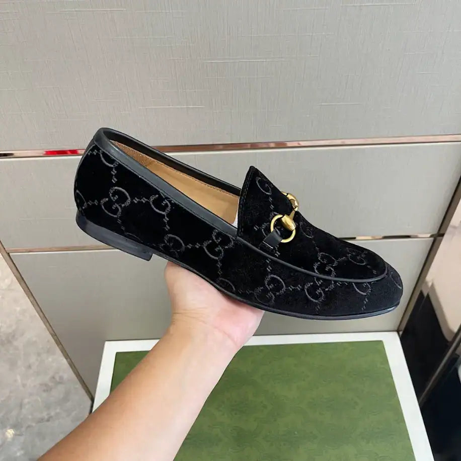 Gucci Jordaan GG Velvet Loafer - Black