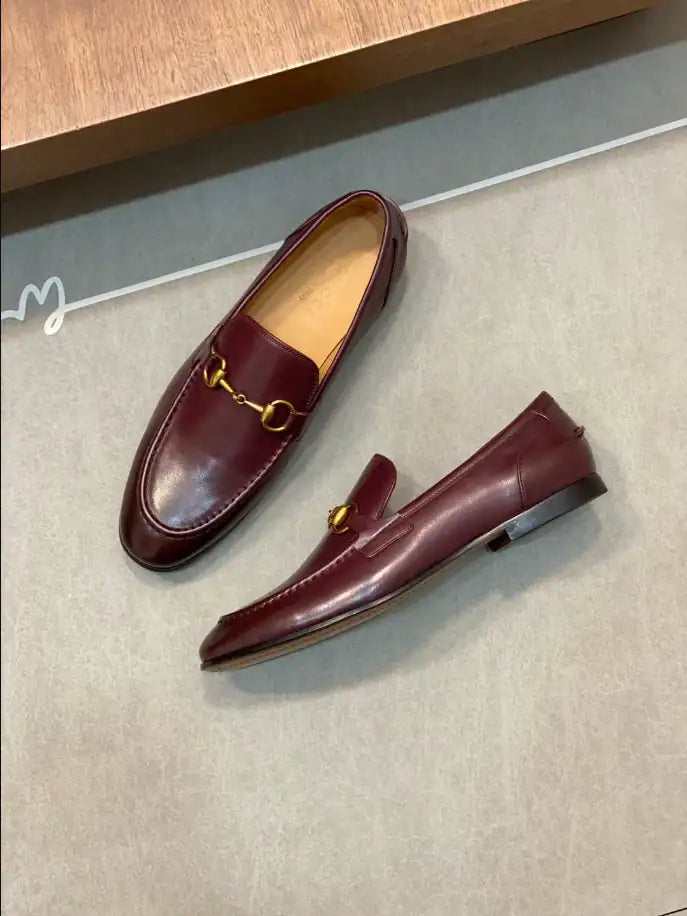 Gucci Jordaan Leather Loafers - Brown