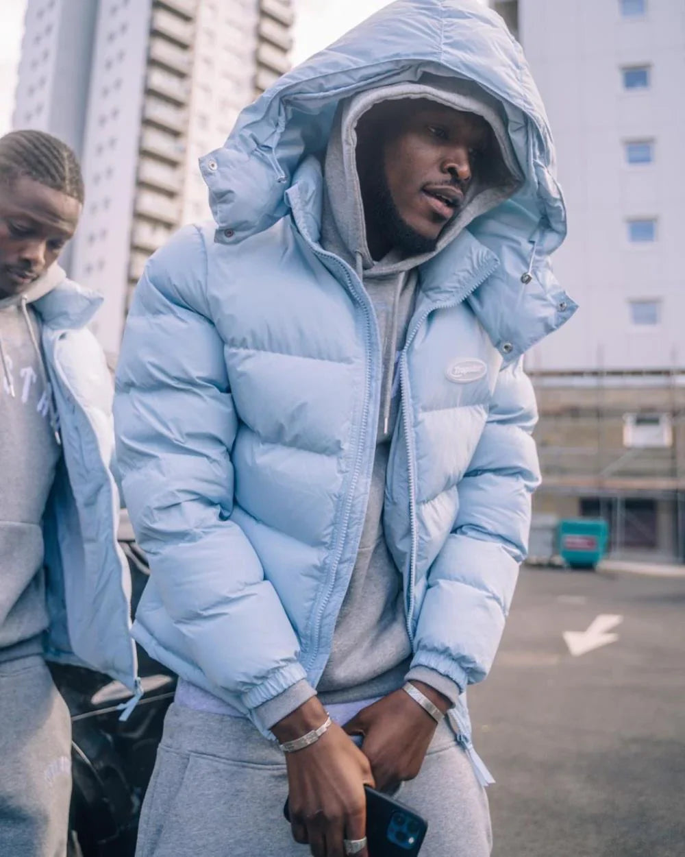 Trapstar Hyperdrive Detachable Hooded Puffer Jacket - Ice Blue