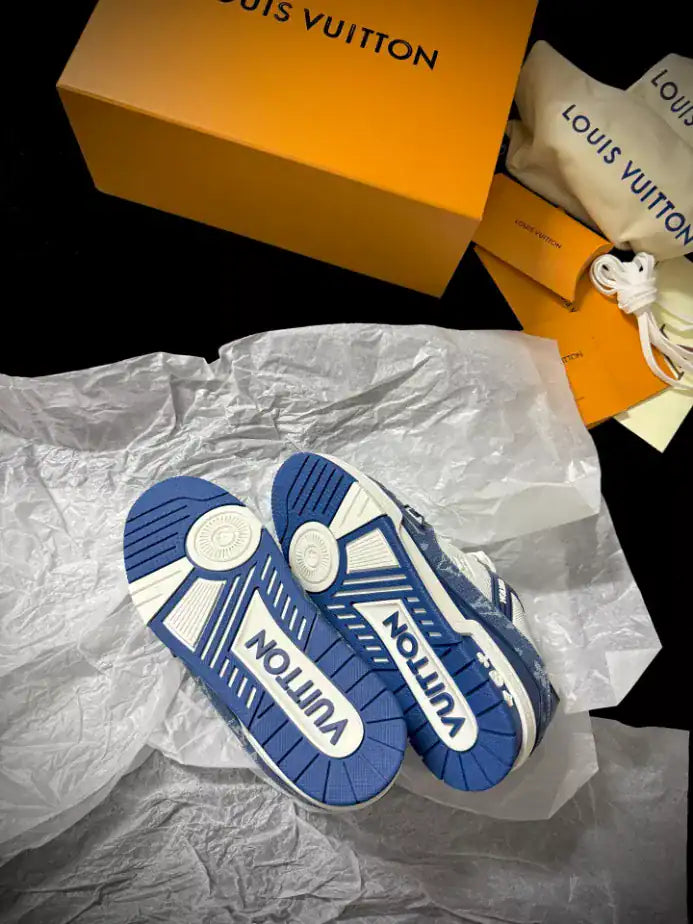 LV Trainer Sneakers - White/Blue