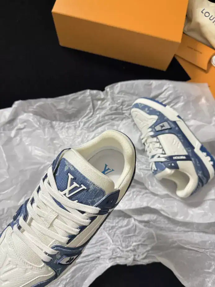 LV Trainer Sneakers - White/Blue