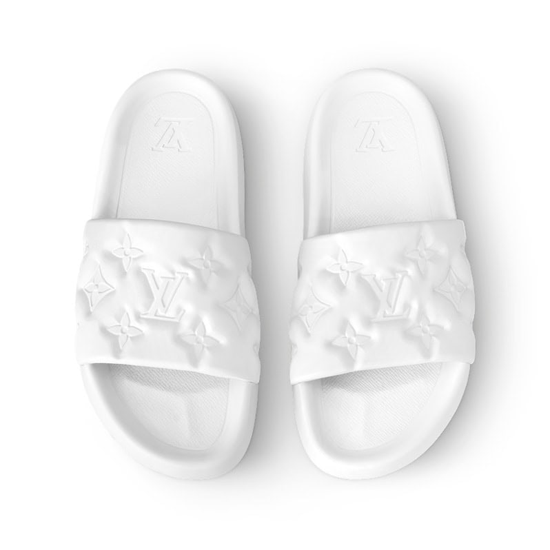 LV Square Slides - White