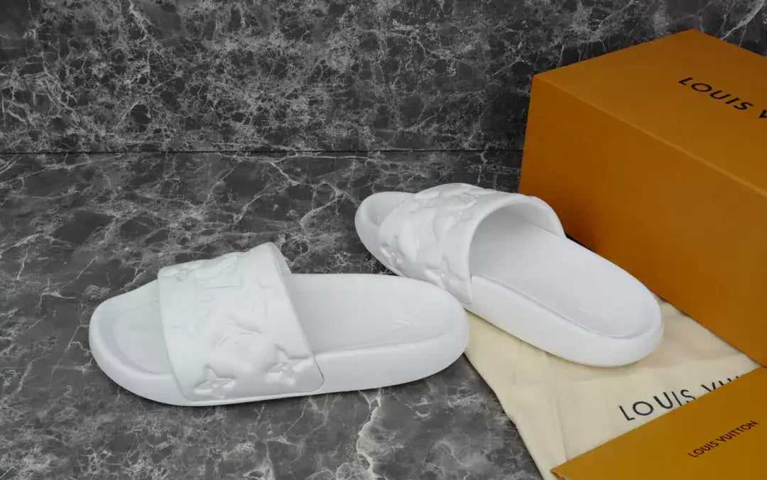 LV Square Slides - White