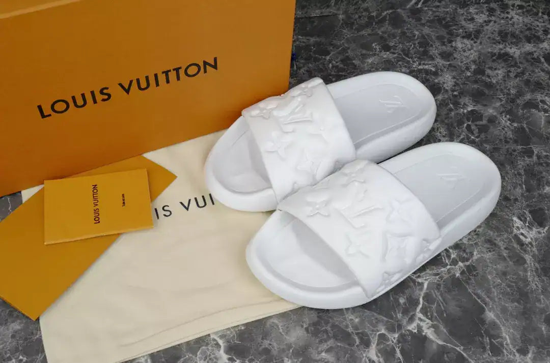 LV Square Slides - White