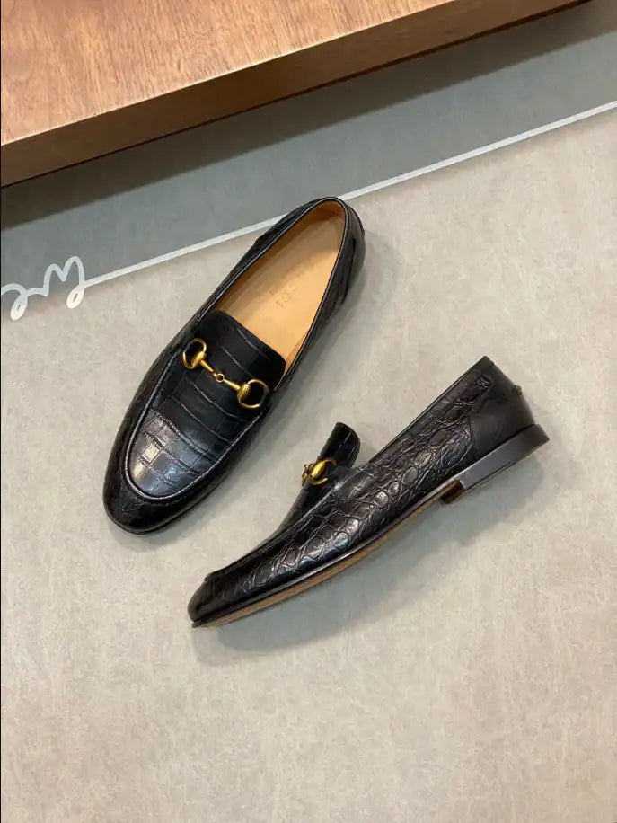 Gucci Jordaan Crocodile Loafers - Black