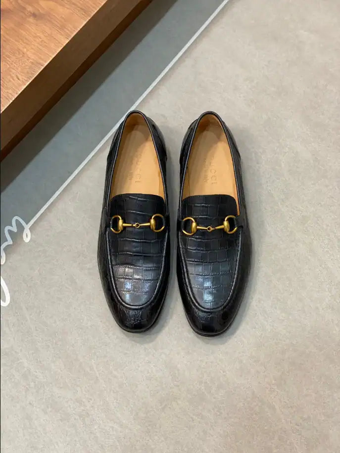 Gucci Jordaan Crocodile Loafers - Black