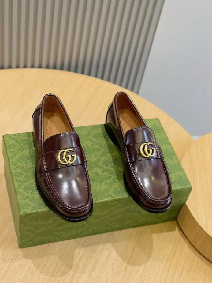 Gucci GG Gold Loafers - Brown