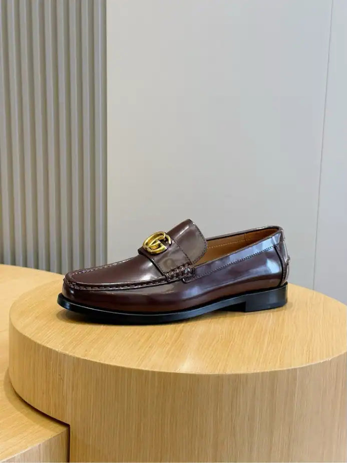 Gucci GG Gold Loafers - Brown