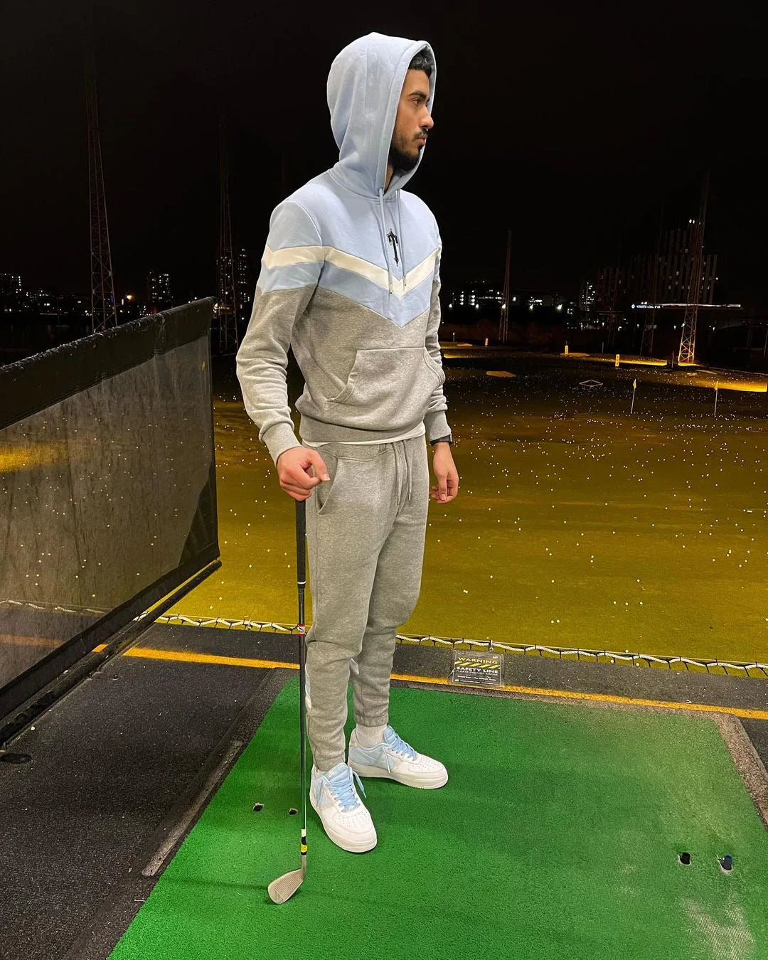 Trapstar V-Stripe Tracksuit - Grey/Sky Blue