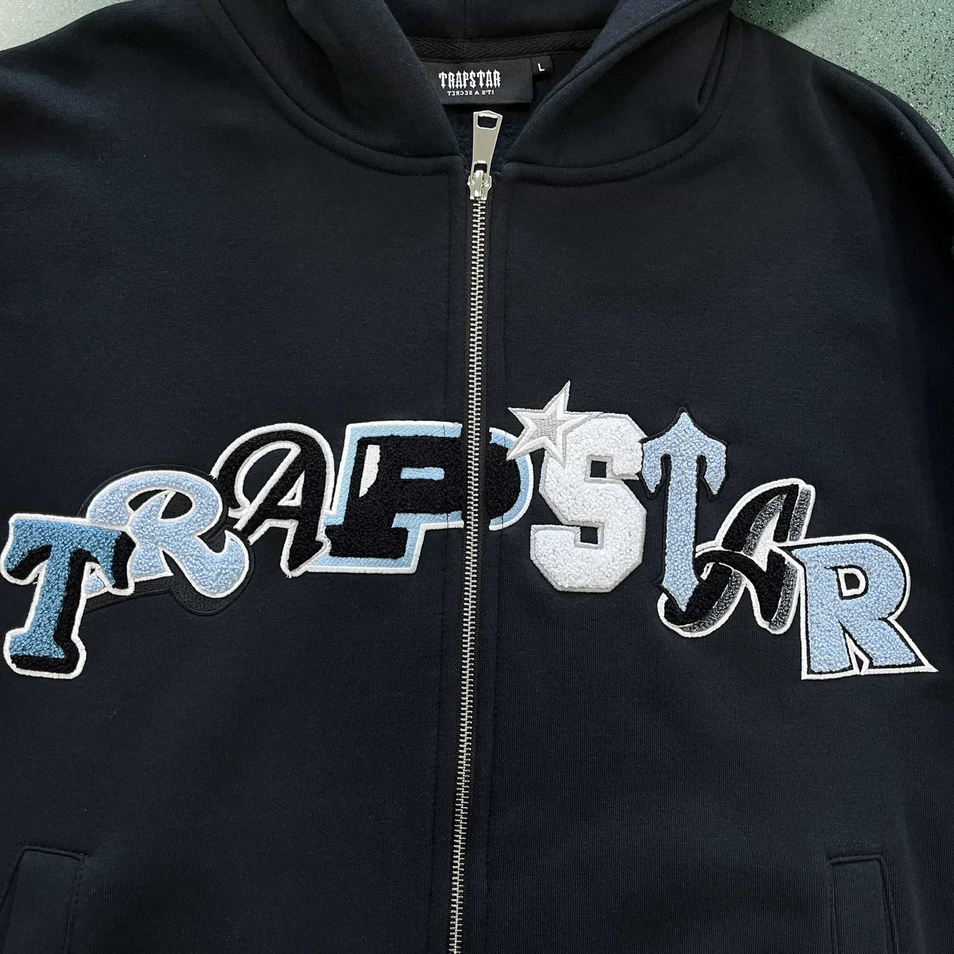 Trapstar Chenille Decoded Wildcard Tracksuit - Black/Blue
