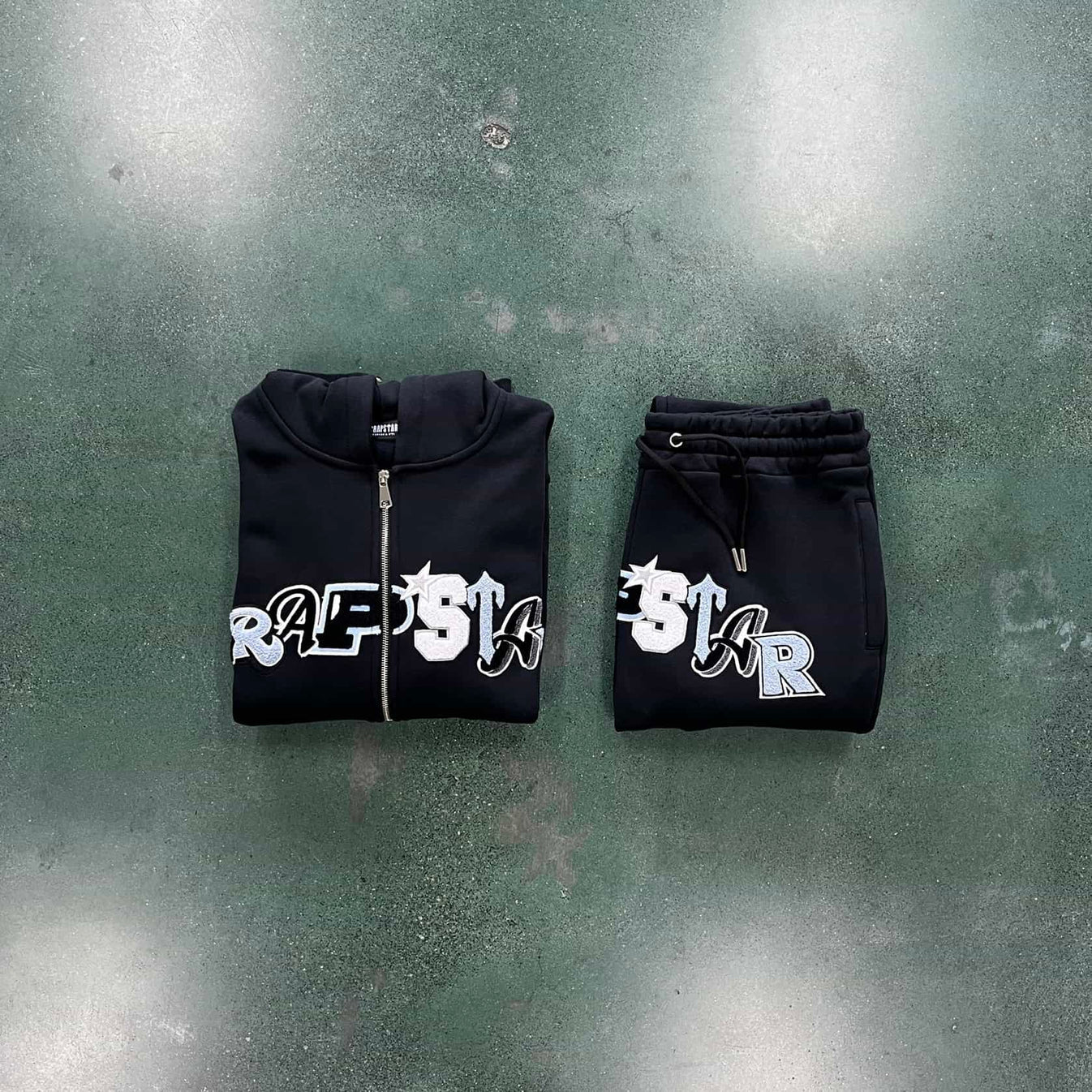 Trapstar Chenille Decoded Wildcard Tracksuit - Black/Blue