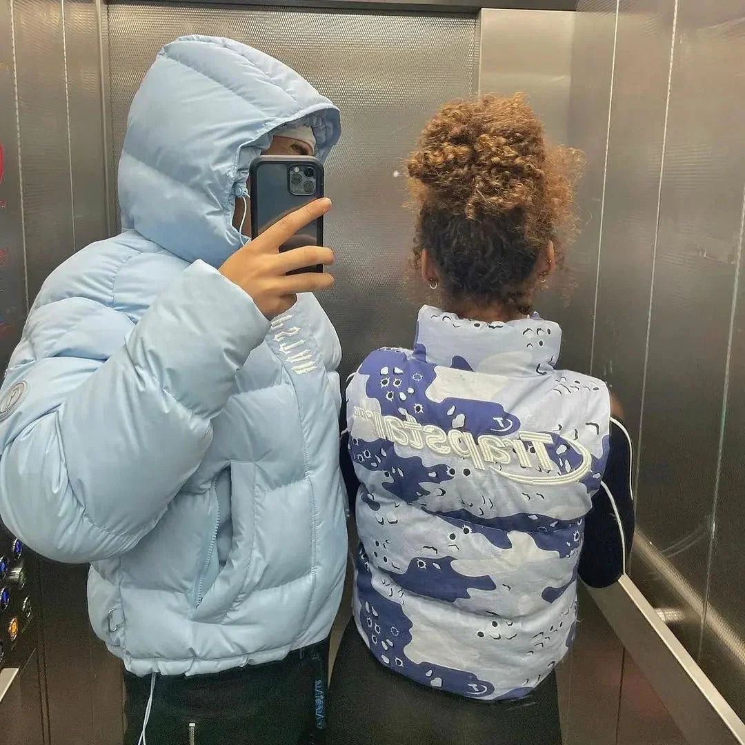 Trapstar Decoded Hooded Puffer 2.0 Jacket - Ice Blue