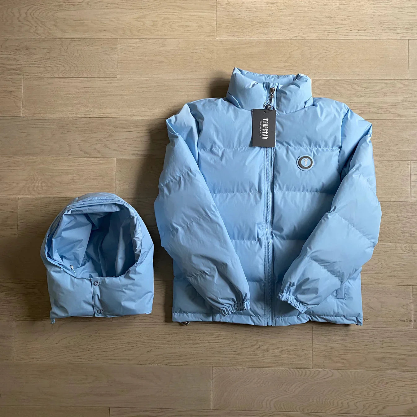 Trapstar Detachable Hooded Puffer Jacket - Ice Blue