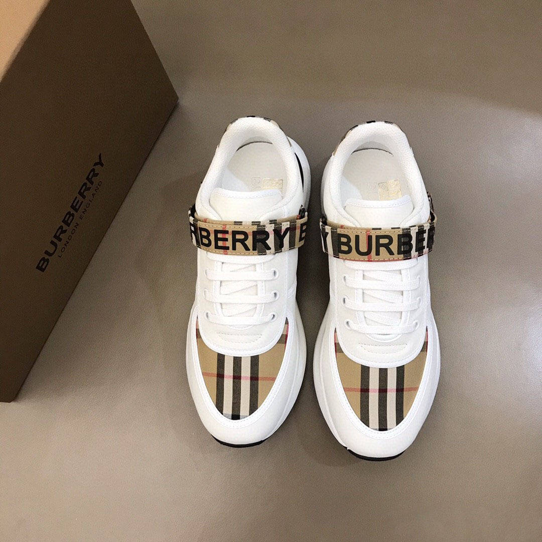 Burberry Logo Strap Sneakers - White Pattern