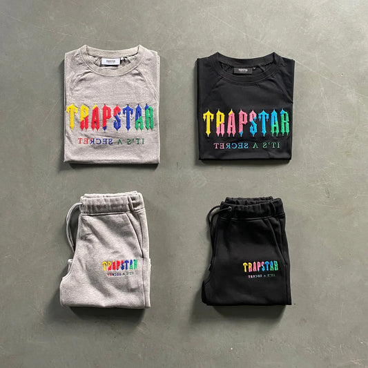 Trapstar Chenille Decoded Short Set - Grey/Black