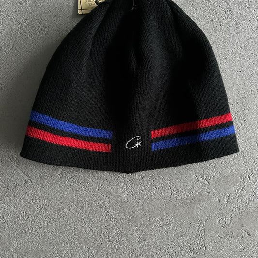 CORTEIZ Knit Stripe Beanie - Black/Blue/Red