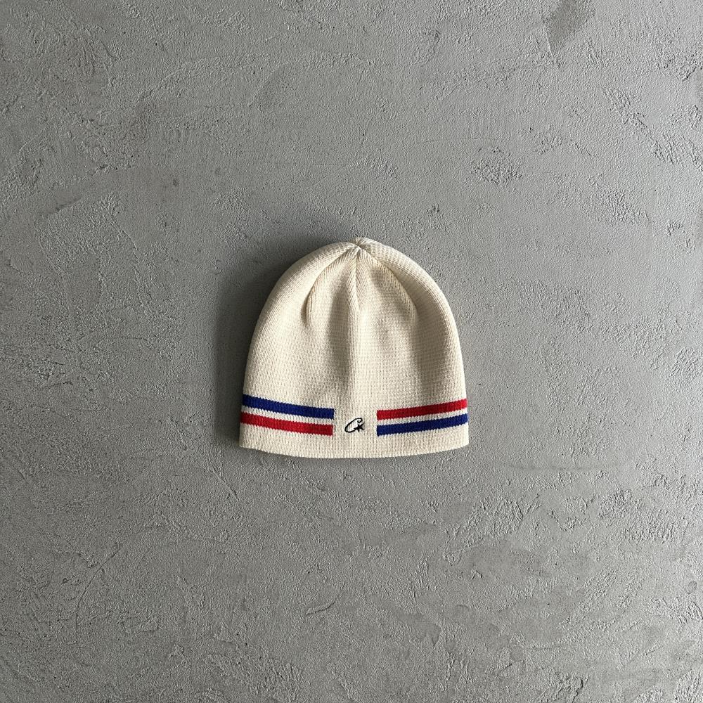 CORTEIZ Knit Stripe Beanie - White
