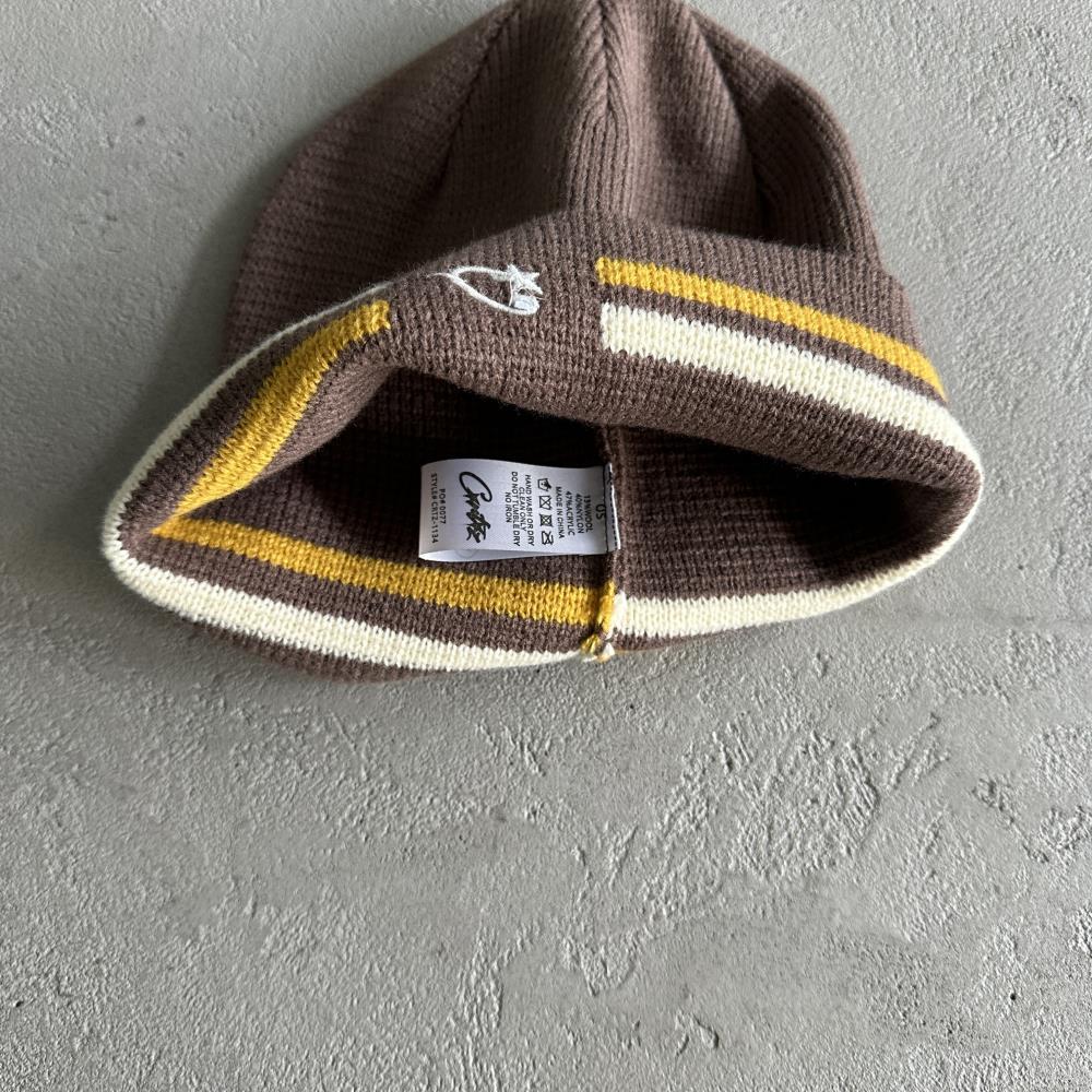 CORTEIZ Knit Stripe Beanie - Brown