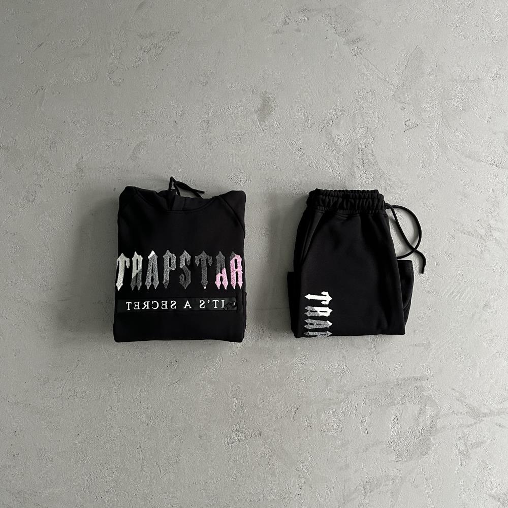 Trapstar Decoded Short Set - Black/Pink