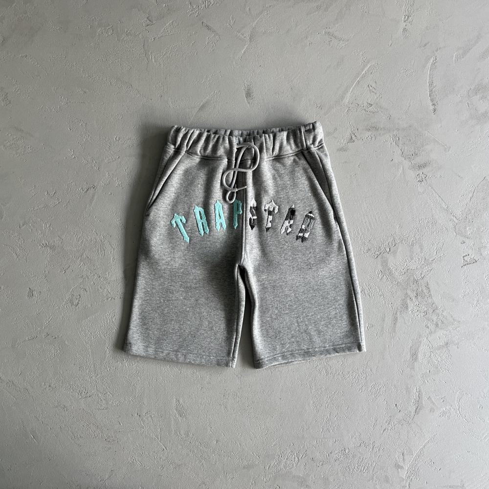 Trapstar Irongate Chenille Arch Short Set - Grey/Sea Blue