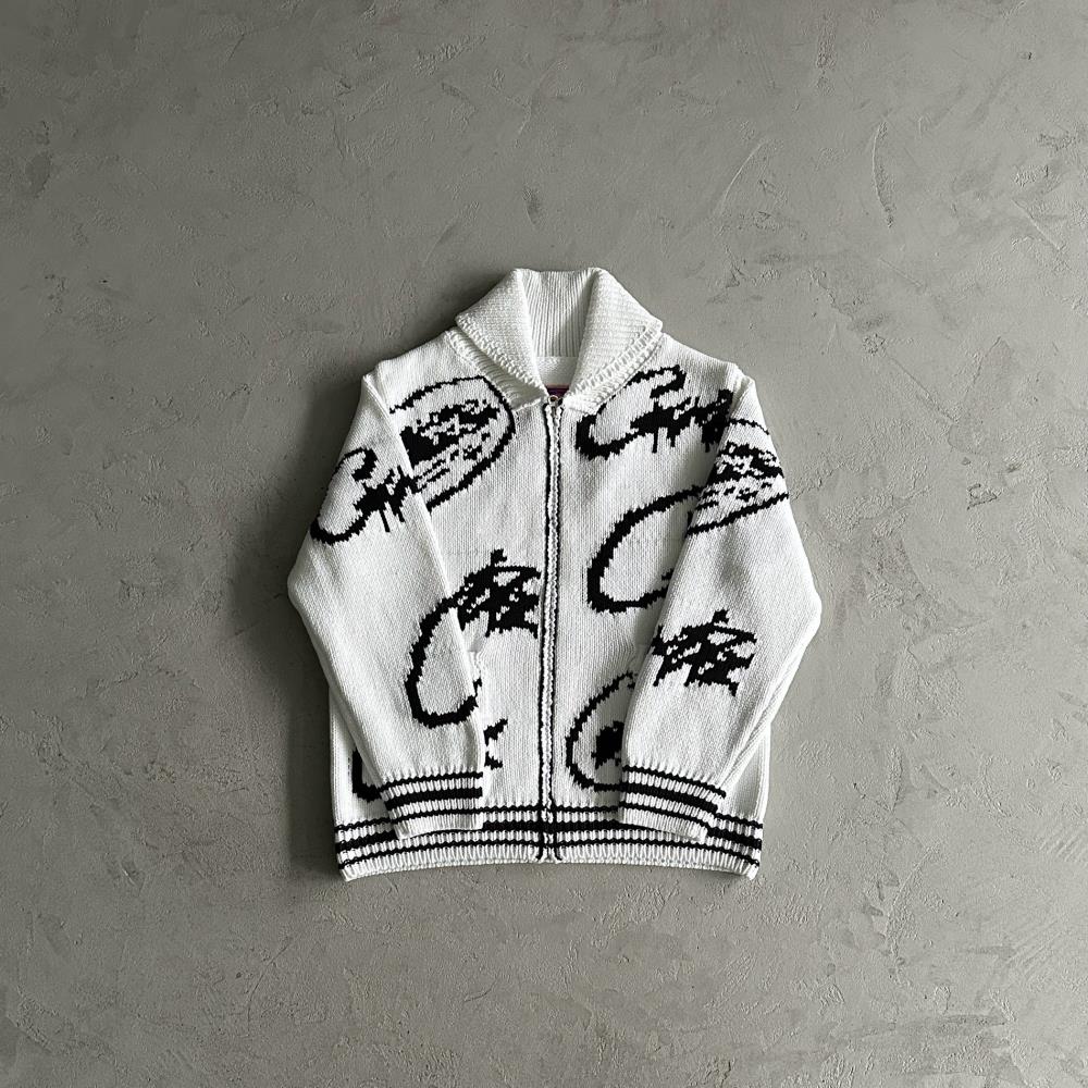 CORTEIZ Heavy Knit Jacquard Sweater - White