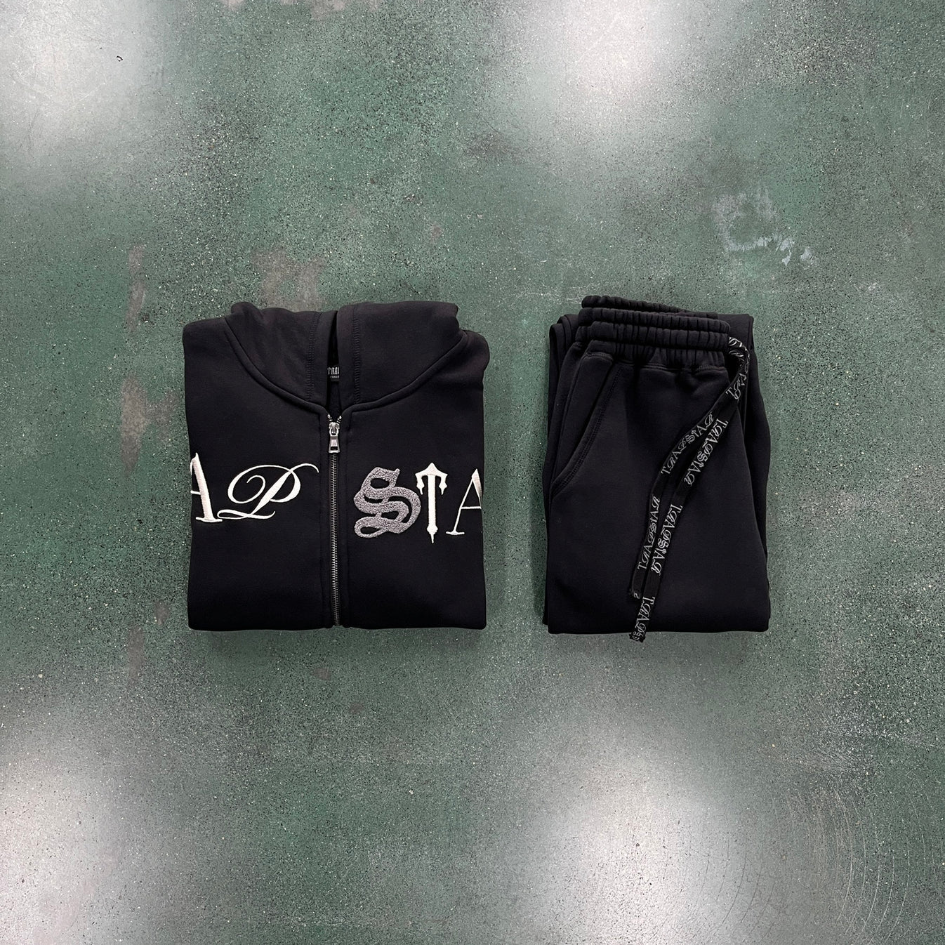 Trapstar Script Zip Through Tracksuit - Black Washed