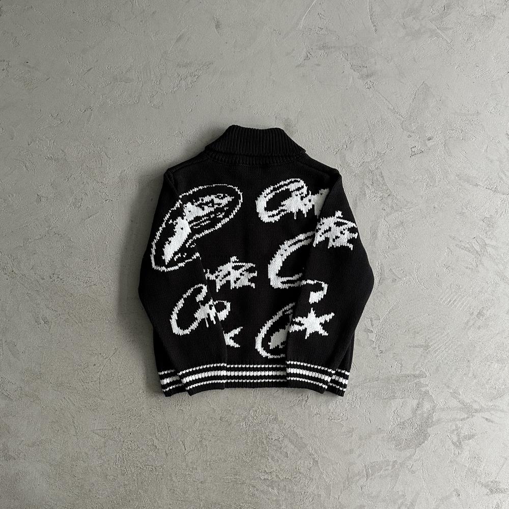 CORTEIZ Heavy Knit Jacquard Sweater - Black