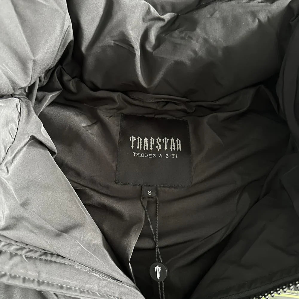 Trapstar Hyperdrive Detachable Hooded Puffer Jacket - Black/Lime