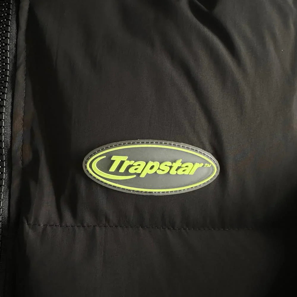 Trapstar Hyperdrive Detachable Hooded Puffer Jacket - Black/Lime